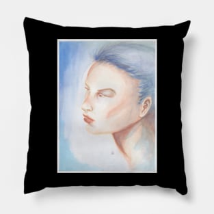 Watercolor girl painting I Pillow