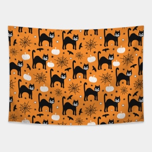 Halloween Black Cats With Facemasks Tapestry