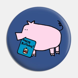 Pink Pig with Birthday Greetings Pin