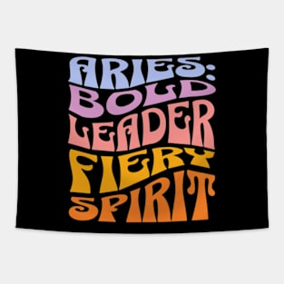 Aries:  Bold Leader Fiery Spirit Zodiac Sign Birthday Tapestry