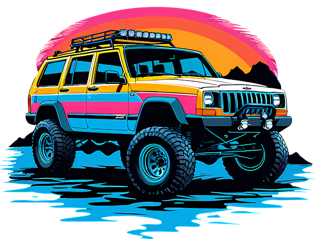 Jeep Cherokee xj Kids T-Shirt by TaevasDesign