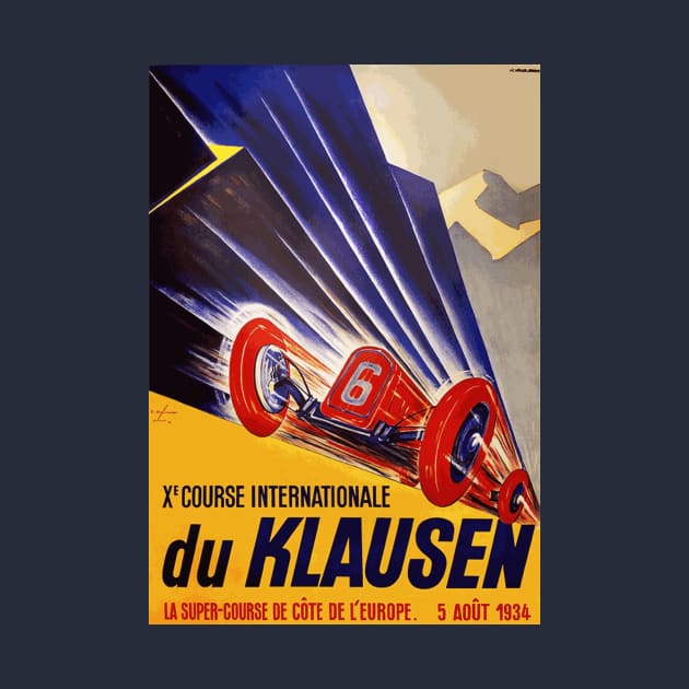 1934 Klausen Automobile Race, Klausen Switzerland - Vintage Poster Design by Naves