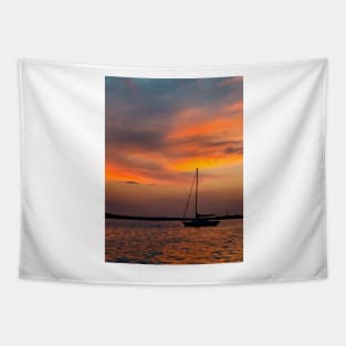 Orange Sunset Over the Toms River. Tapestry