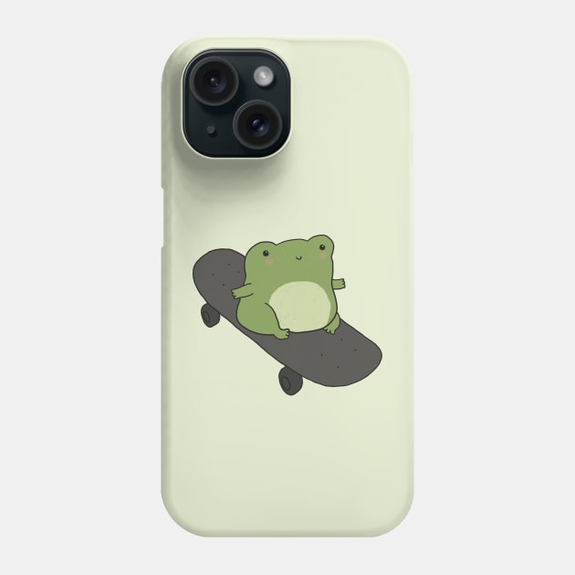 Cute Frog on Skateboard, Kawaii Cottagecore Aesthetic for Skateboarding Fans Phone Case by Ministry Of Frogs