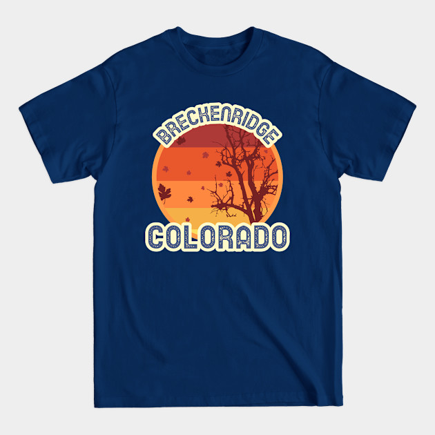 Disover Breckenridge Colorado Leaves Falling Autumn and Fall Amber Autumn, Best gift for September October and November, leaf falling - Breckenridge Colorado - T-Shirt