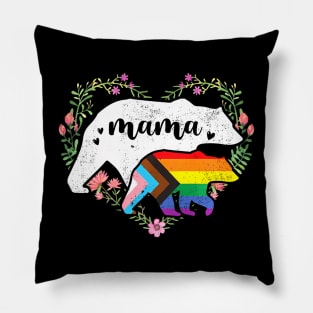 LGBTQ Mama Bear Progress Pride Flag Gay Equal Rights Pillow