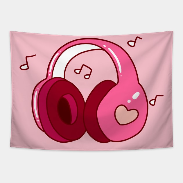 Pink Headphones Tapestry by saradaboru