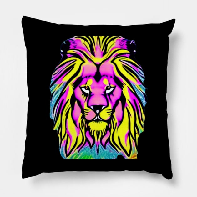 Lion King Psychedelic Pillow by MuftiArt