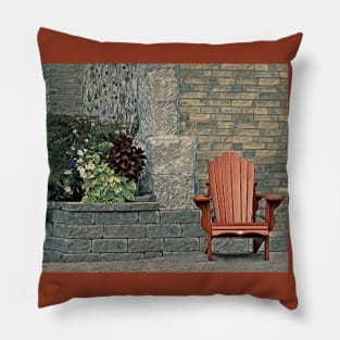 Chair and Brick Wall-3 Pillow