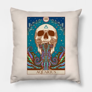 Zodiac sign tarot card Aquarius Pillow