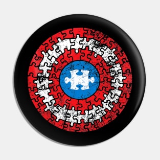 Autism Awareness Puzzle Superhero Shield Pin