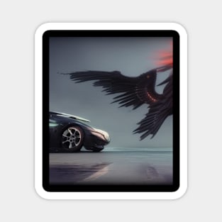 black car and wings Magnet