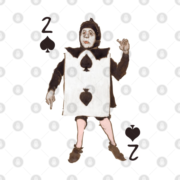 Vintage Character of Playing Cards  Two of Spades by KewaleeTee