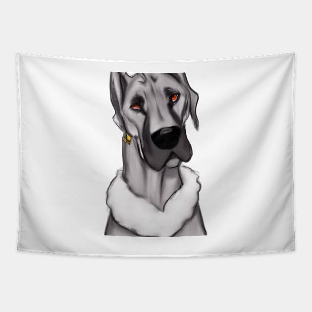 Cute Great Dane Drawing Tapestry by Play Zoo