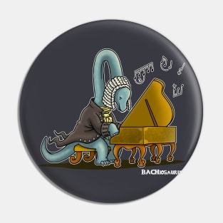 Bachiosaurus Cute Funny Brachiosaurus Vintage Bach Classical Musician Dinosaur Cartoon Pin