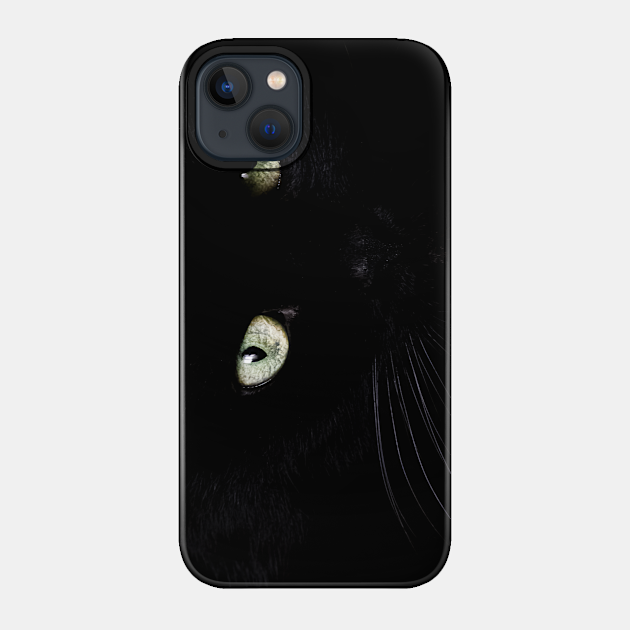 Black cat face and eyes - Black Cat - Phone Case