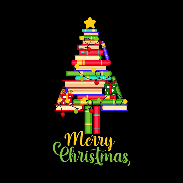 Merry Christmas Tree Shirt Love reading books Librarian by wfmacawrub