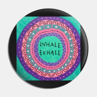 Pink Inhale Exhale Mandala Pin