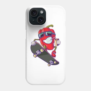 Red pepper on a skateboard. Phone Case