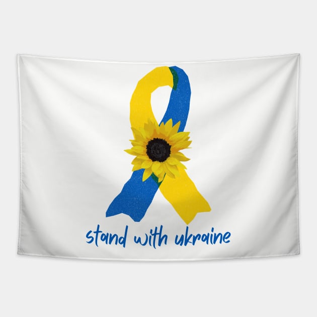 Stand With Ukraine Sunflower Support Ribbon Tapestry by She Gets Creative