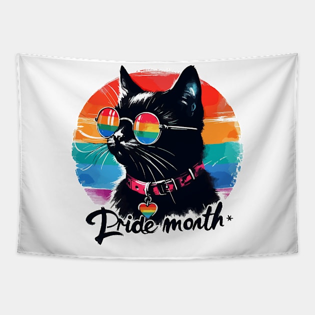 Pride LGBTQIA Trans Black Cat Tapestry by TomFrontierArt