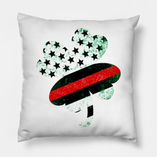 Shamrock shaped symbol with red line flag for Firefighters Pillow
