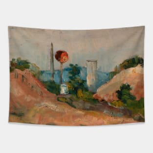 Railroad Cut by Paul Cezanne Tapestry