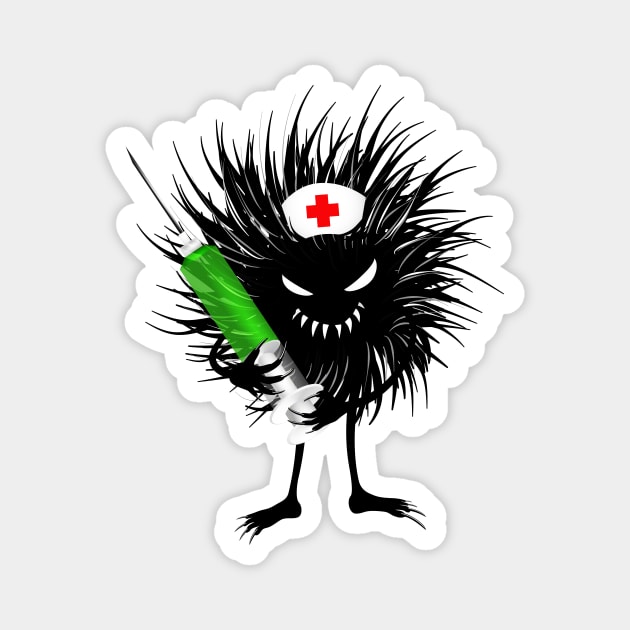 Funny Evil Bug Nurse With Syringe Magnet by Boriana Giormova