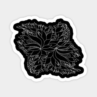 Floral monochrome illustration. White art line. Sketch Magnet