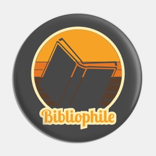 Retro Bibliophile Design Brown and Orange Pin