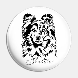 Funny Proud Sheltie Sheepdog dog portrait Pin