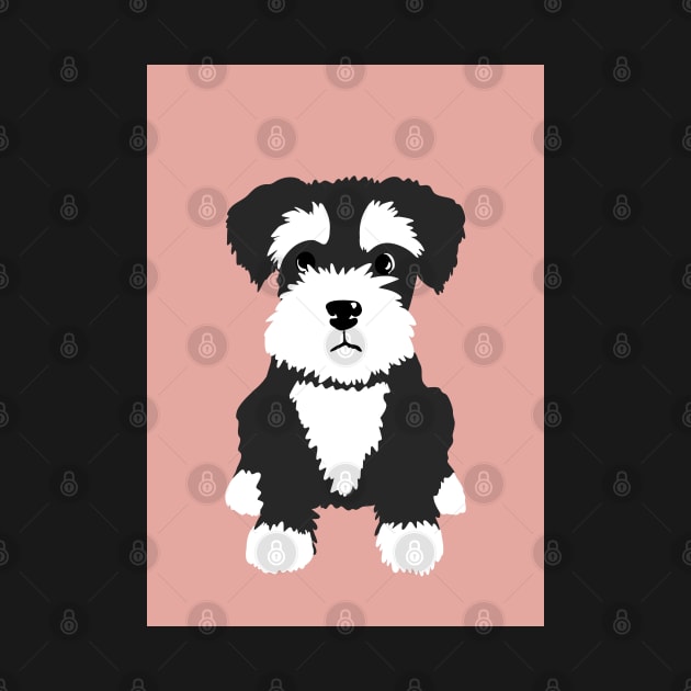 Sweet black and white Miniature Schnauzer puppy dog by NattyDesigns