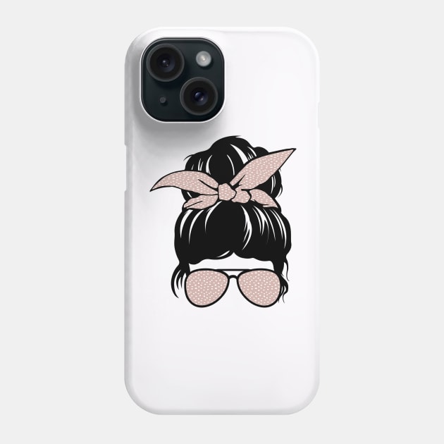 Messy Bun with Pink Polka Dots - Headband and Sunglasses Phone Case by StacyWhite