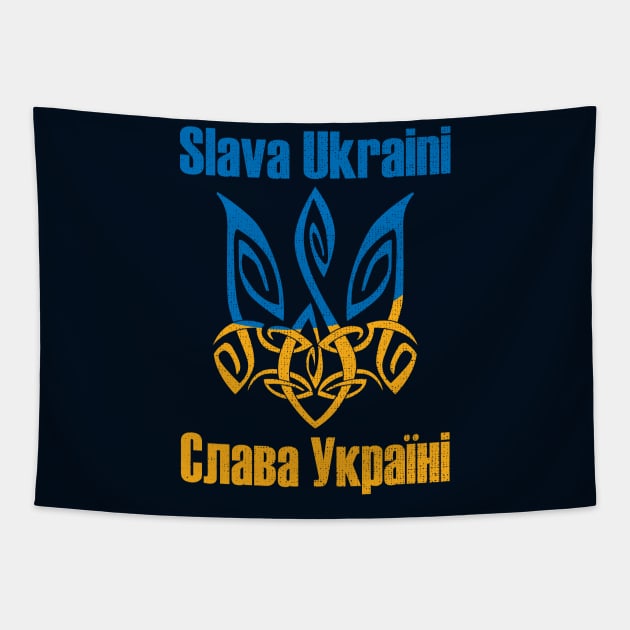 Slava Ukraini - Ukrainian Trident Tapestry by Sofiia Golovina