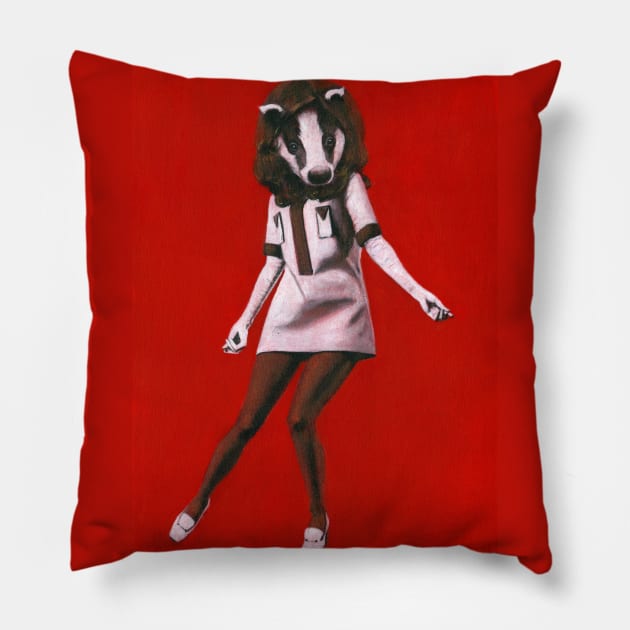 Badger 1960s Mod Girl Pillow by mictomart