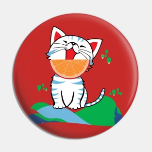 Grapefruit Kitty Pin