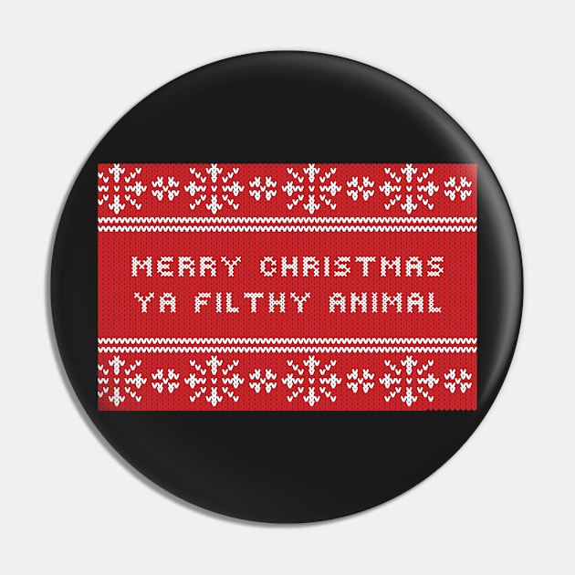 Merry Christmas Ya Flithy Animal Pin by Lavenderbuttons