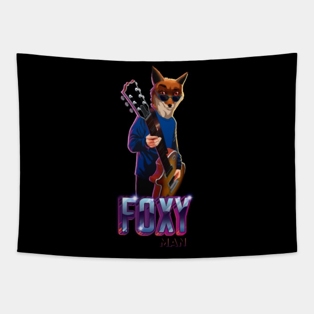 Foxy Man T-Shirt guitar rock style Tapestry by ismailhawk