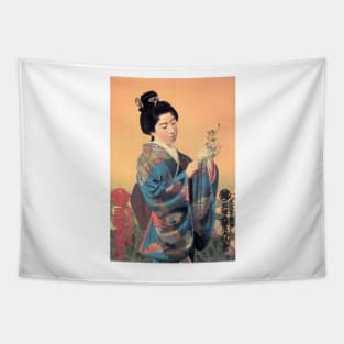 Woman in Beautiful Kimono Mitsukoshi Gofukuten Vintage Japan Advertisement Tapestry