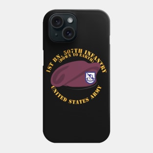 1st Bn - 507th Infantry - Beret w DUI - Down to Earth Phone Case