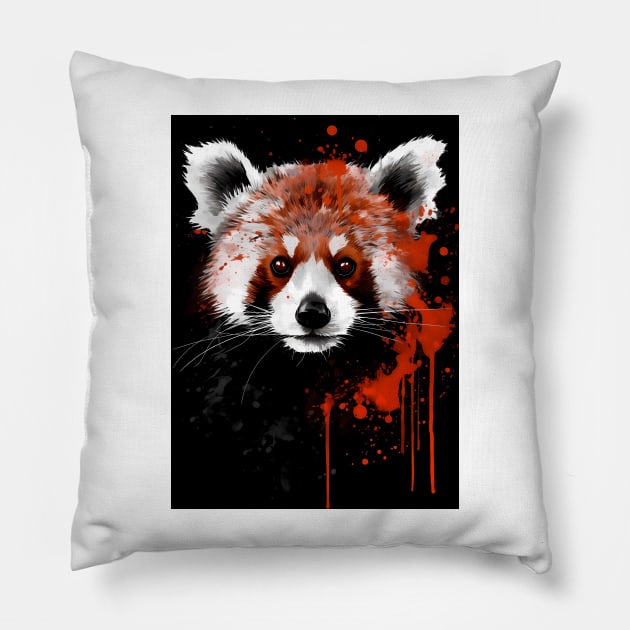 Red Panda Ink Painting Pillow by TortillaChief