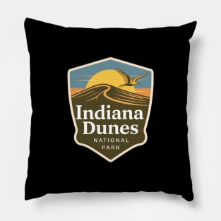 Indiana Dunes National Park Vintage Emblem Pillow