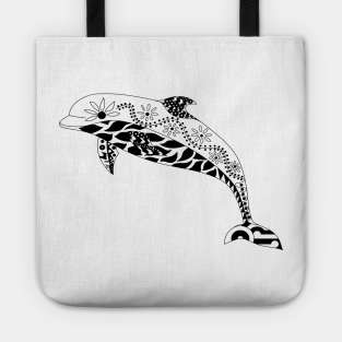 magical floral dolphin in zendoodle totonac art ecopop Tote