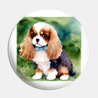 Cute Cavalier King Charles Spaniel Dog Puppy Art 6 Pin