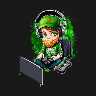 St Patricks Day Video Game Shirt | Gamer Leprechaun Irish Gamer Boys St Patricks Day Men -Shamrock Video Game controller - st patrick gamer for boys men T-Shirt