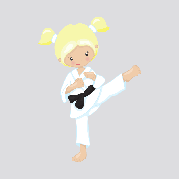 Karate Girl, Cute Girl, Blonde Hair, Black Belt by Jelena Dunčević