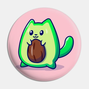 Cute Avocado Cat Cartoon Pin