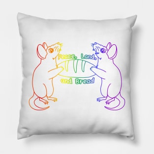 Peace, Land, and Bread (Rainbow Version) Pillow