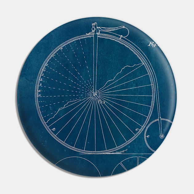 Blueprint Penny Farthing Patent Pin by JoolyA