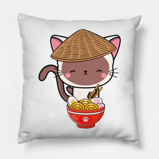 Funny Cat Eating Ramen Pillow